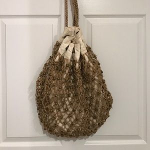 Hemp/Burlap Crotchet Draw String Bag
